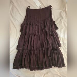 ZARA  ruffled beaded skirt ZW Collection brown. SKIRT ONLY
